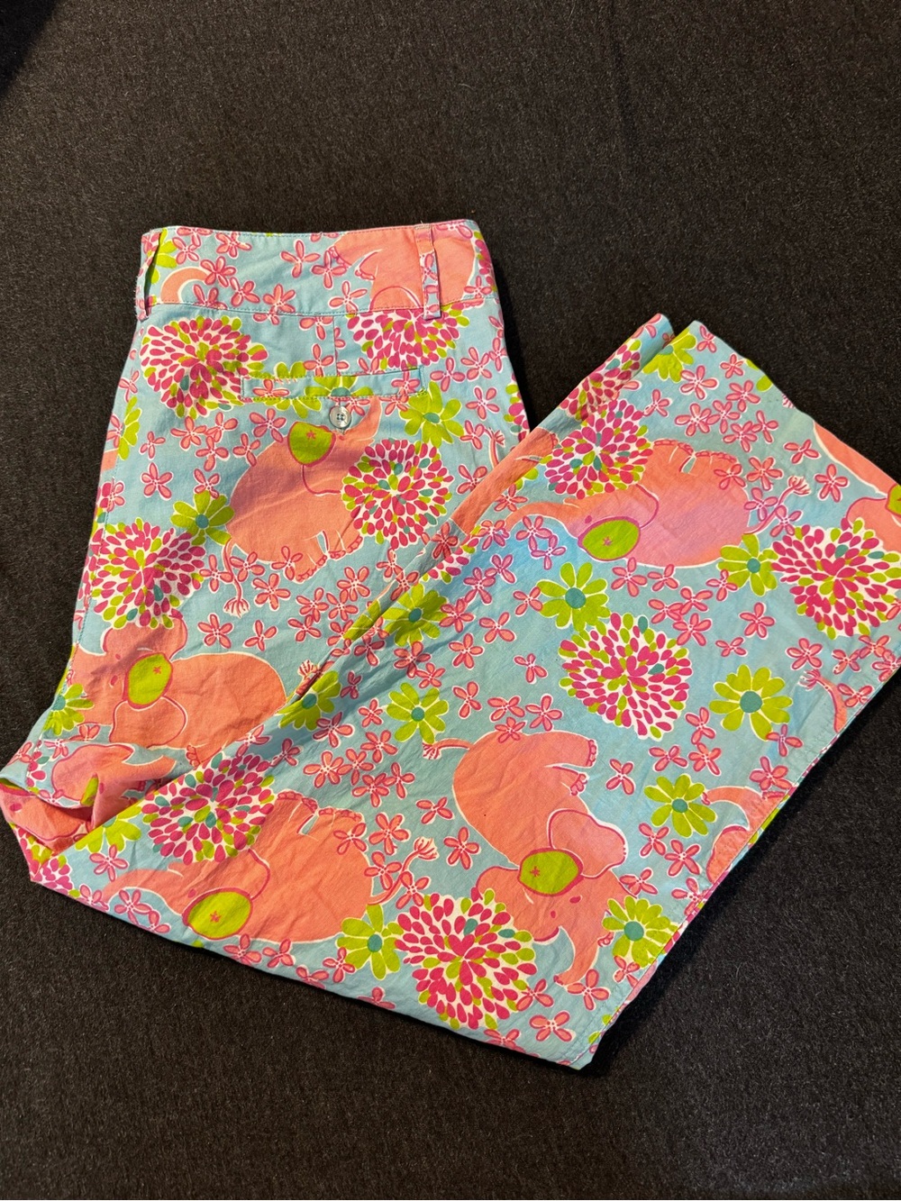 Lilly Pulitzer "Elefrance" Elephant Print Pants - Women's Size 12
